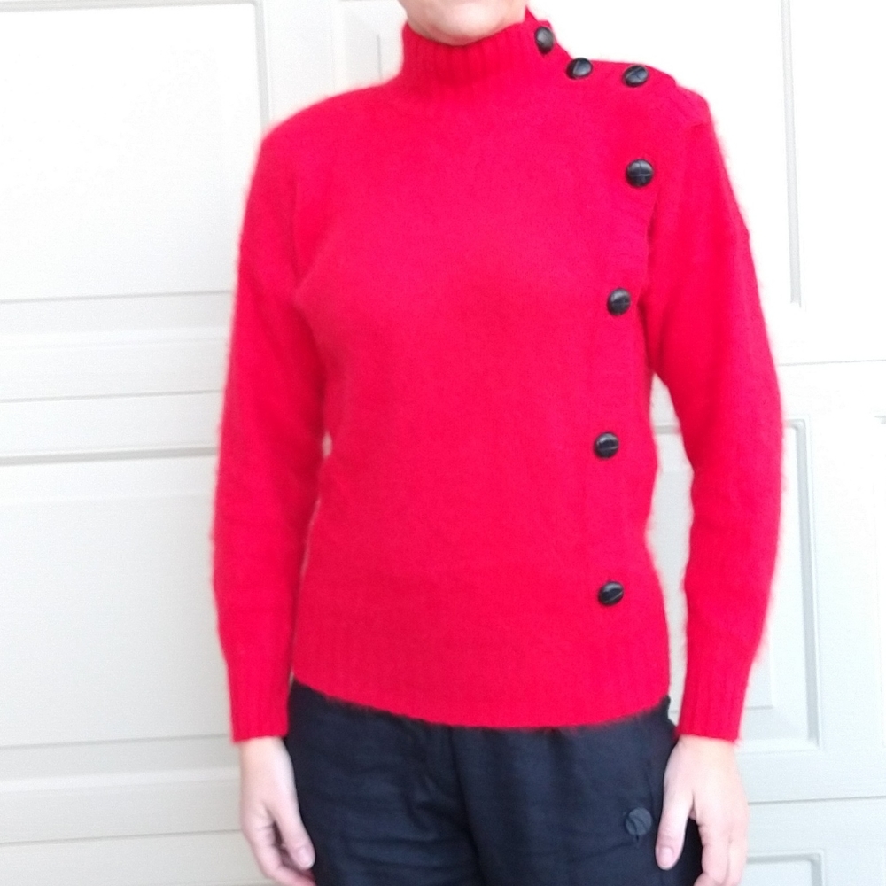 Red Angora I B Diffusion Turtleneck Sweater S - image 5